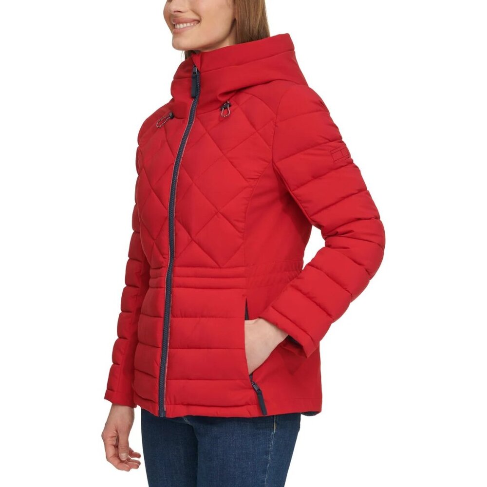 Red (Crimson) - Tommy Hilfiger Ladies' Quilted Jacket - Picture 5 of 11